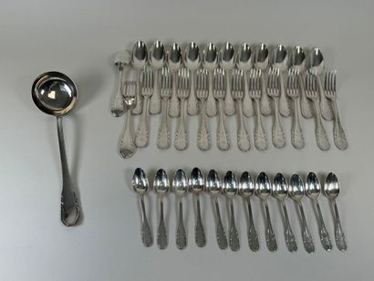 Partie de ménagère en métal argenté modèle...