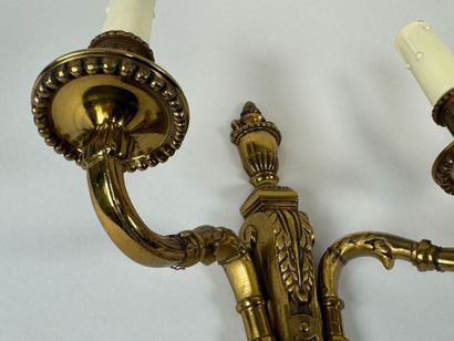 Paire d'appliques en bronze doré à deux bras...