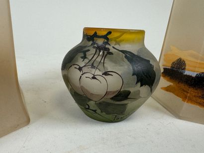 Small lot of painted glassware including:...