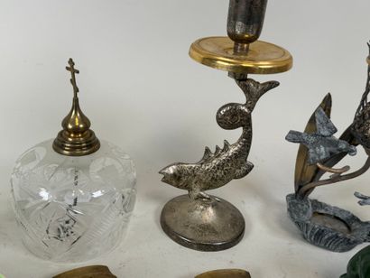 Lot of various objects including candlesticks,...