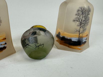 Small lot of painted glassware including:...