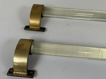 Pair of towel rails with glass tube, bronze...