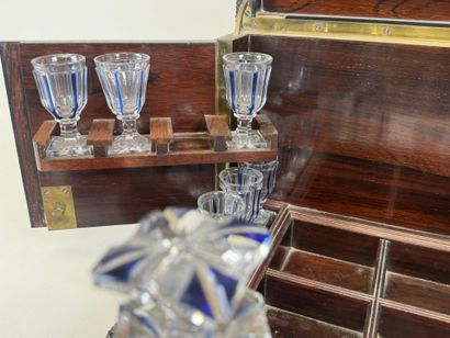 Liqueur cellar in blackened wood and brass...