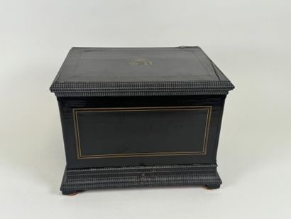 Liqueur cellar in blackened wood and brass...