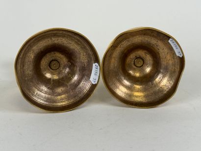 Pair of small torches in chased and gilded...