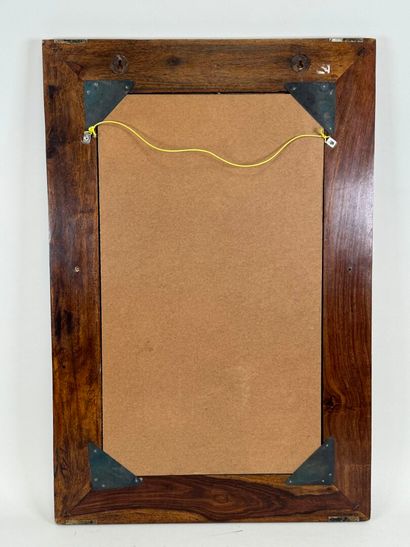 Rectangular mirror in stained wood, the sides...