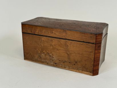 Wooden tea chest, marquetry with foliage...