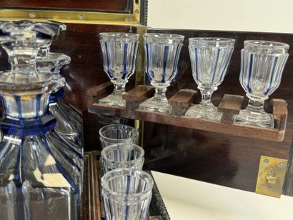 Liqueur cellar in blackened wood and brass...