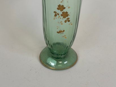 Blown and colored glass pitcher, with gold...