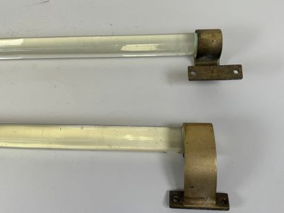 Pair of towel rails with glass tube, bronze...