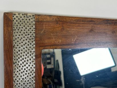 Rectangular mirror in stained wood, the sides...