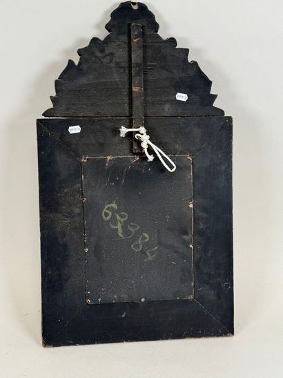 Small repoussé metal mirror with foliate...