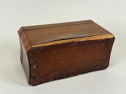 Wooden tea chest, marquetry with foliage...