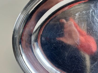 Large oval silver dish, Minerve hallmark,...