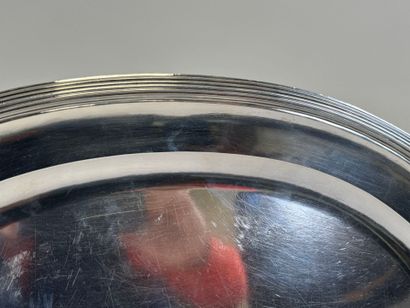 Large oval silver dish, Minerve hallmark,...