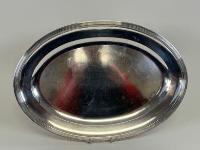 Large oval silver dish, Minerve hallmark,...