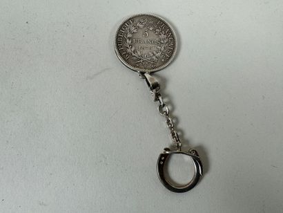 5 francs 1875 silver coin mounted on a key...