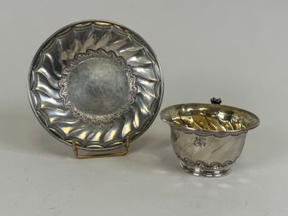 Silver cup and saucer, Minerve hallmark,...