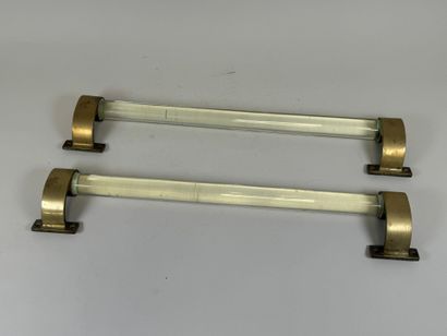 Pair of towel rails with glass tube, bronze...