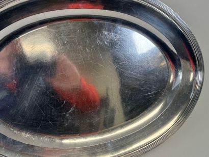 Large oval silver dish, Minerve hallmark,...