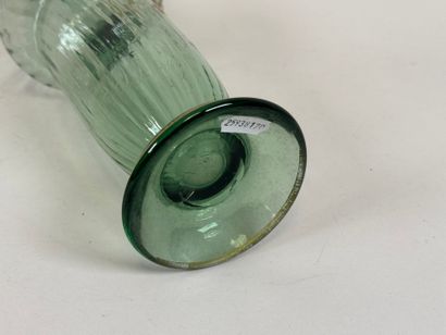 Blown and colored glass pitcher, with gold...