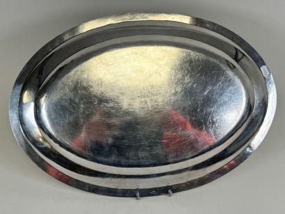 Large oval silver dish, Minerve hallmark,...