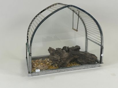 Small cage in chromed metal and glass.
34...