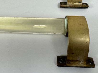 Pair of towel rails with glass tube, bronze...