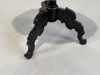 Trivet pedestal table in blackened burgundy...