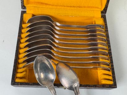 Set of twelve small spoons in silver-plated...