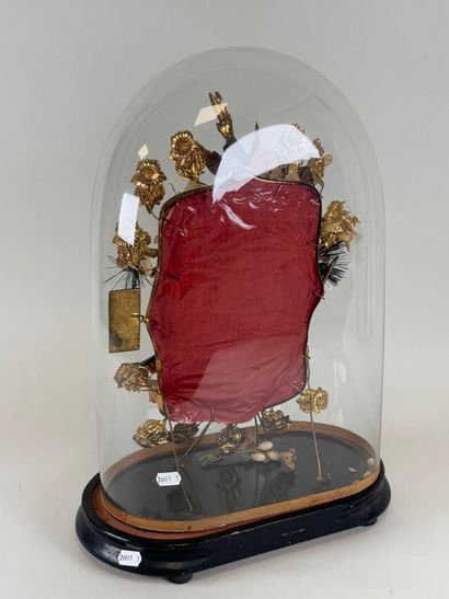 Globe de mariée en verre bombé et socle en...