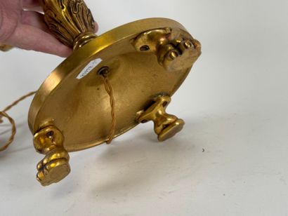 Gilded bronze three-light torch with circular,...