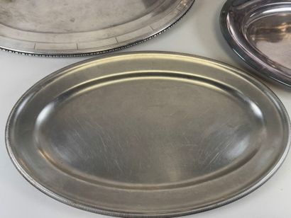 Three silver-plated serving dishes, one of...