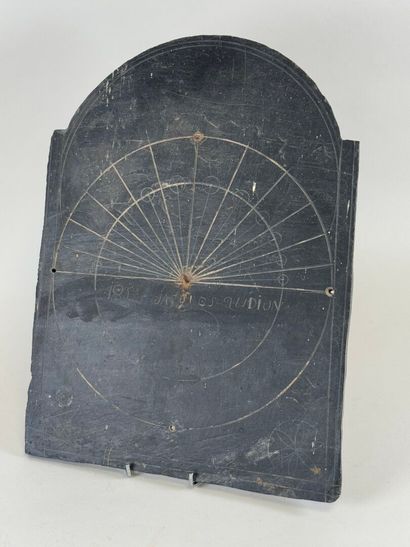 Rectangular sundial with engraved slate bezel,...