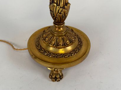 Gilded bronze three-light torch with circular,...