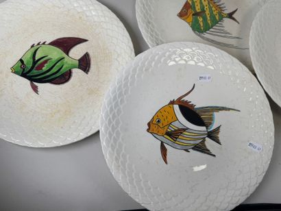 Gien.
Series of twelve circular white earthenware...