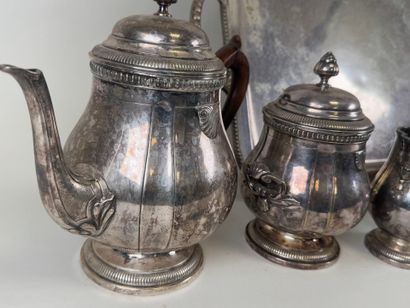 Silver-plated metal coffee service with string...