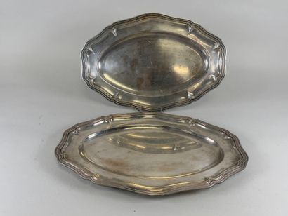 Two silver plated scalloped dishes decorated...