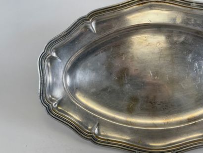 Two silver plated scalloped dishes decorated...