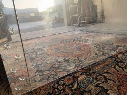 Large rectangular mirror with flower design.
190...