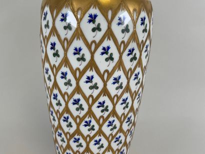 Large white porcelain vase with polychrome...