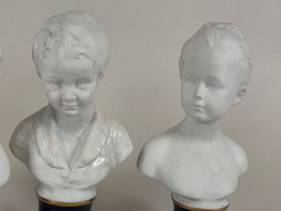 G.L. in Limoges.
Three bisque busts of children,...