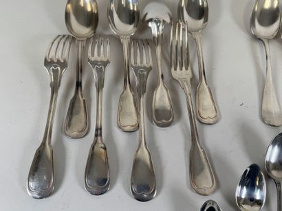 Set of various silver-plated flatware, christening...