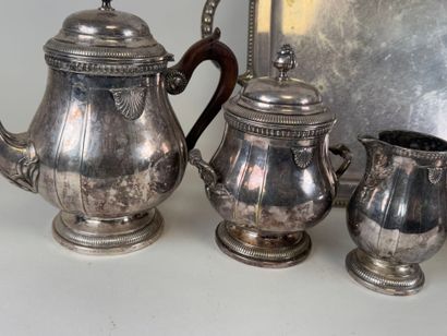Silver-plated metal coffee service with string...