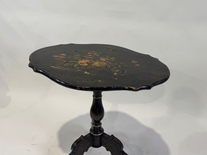 Trivet pedestal table in blackened burgundy...