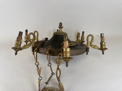 Chandelier in chased gilt bronze and sheet...