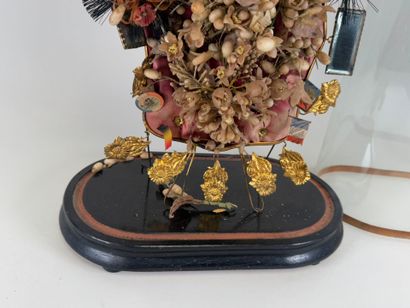 Globe de mariée en verre bombé et socle en...