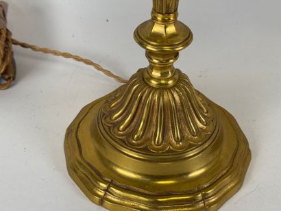 Large pair of gilded bonze three-armed torches...