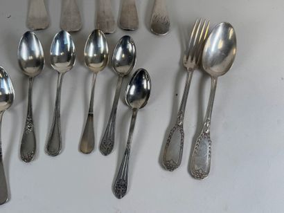 Set of various silver-plated flatware, christening...