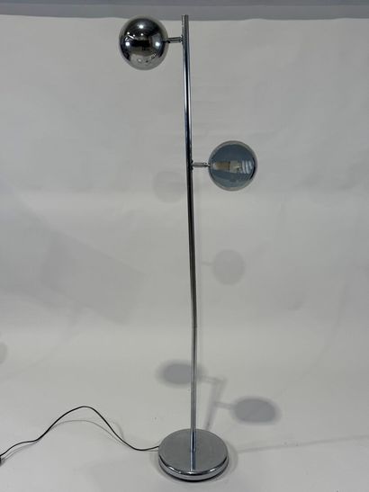 Chrome-plated metal reading lamp with two...